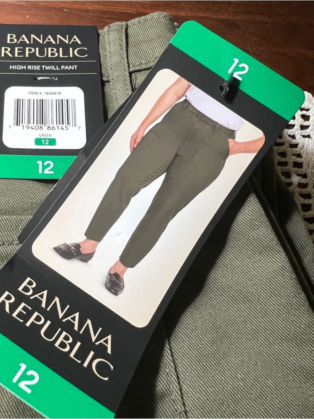 Banana Republic Olive Green Twill High-Rise Pants